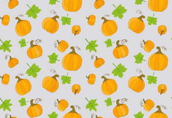 Pumpkin seamless patterns of various shapes and sizes.