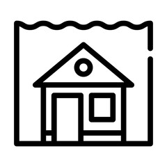 sea level rise line icon vector illustration