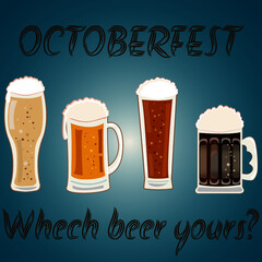 Vector set of beer to Octoberfest