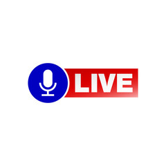 Live streaming flat shape icon. Flat shape design element with play button for news,radio,TV or online broadcasting or online stream isolated on white background. Live webinar icon for Social media