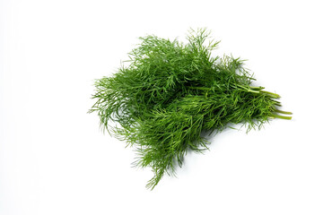 bunch of fresh dill on a white background.