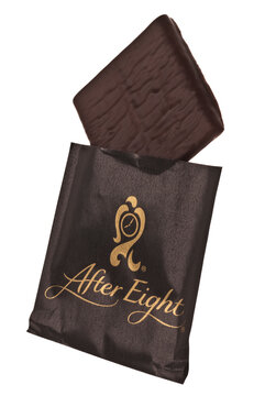 London, England - October26, 2010: After Eight Mint on a White Background, Made by Nestle and first introduced in 1962