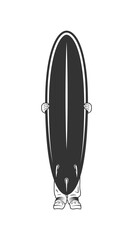 Surfboard silhouette isolated on white background