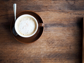 Latte coffee on wooden table ,Coffee CafÃ© on Relax time, Coffee Break