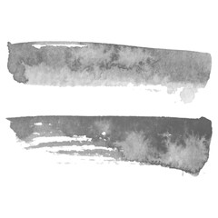 Gray scale vector paper banners labels tags with brush stroke hand painted watercolor stains background.