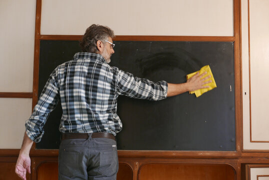 Teacher Erasing The Blackboard