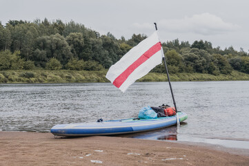 paddleboard on the Bank, river rafting in honor of the free Belarus,