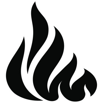 Fire flame icon. Black icon isolated on white background. Fire flame silhouette. Monochrome simple icon. 