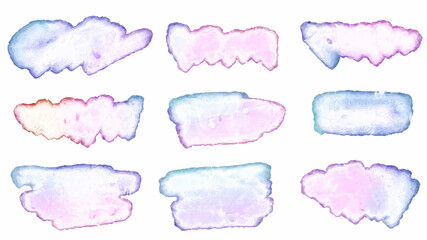 Set of rainbow colorful watercolor brush isolate on white, vector.