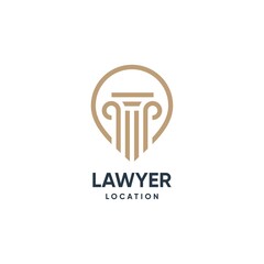 Law logo with location element and line art style, law, justice, lawyer