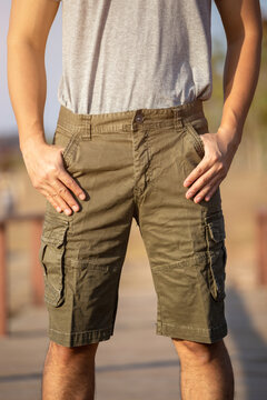 Asia man in bermuda shorts and t-shirt, outdoor activity concept