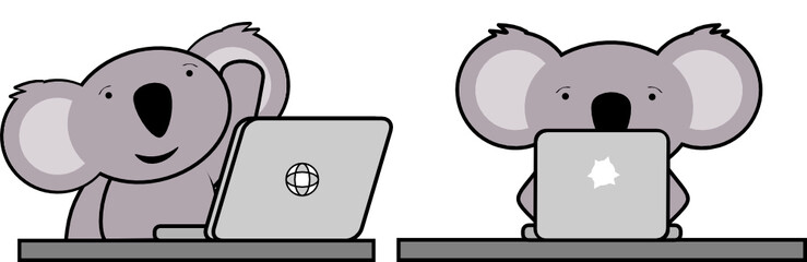 online studing koala kid cartoon in vector format