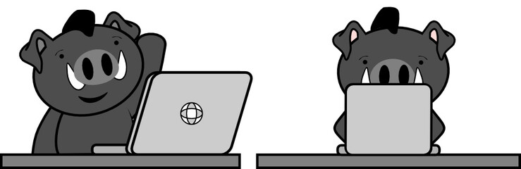 online studing boar kid cartoon in vector format