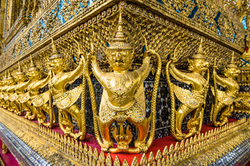 Golden Garuda supporting the Ubosot, Wat Phra Kaew, Bangkok, Thailand
