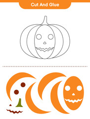 Cut and glue practice sheet, educational children game, printable worksheet, vector illustration