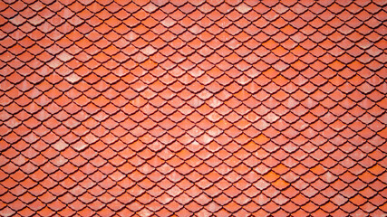 Closeup texture of temple clay roof tiles seamless background