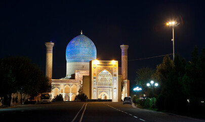 Mausoleum of Bibi Khanum at night, Uzbekistan, Samarkand