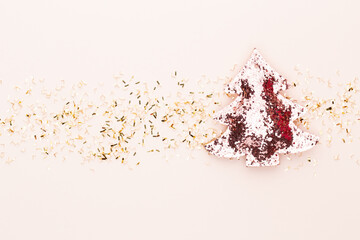 Creative layout made of christmas decor. Flat lay, top view.