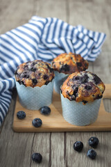 Homemade Rustic Blueberries Muffins 