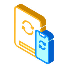 cloud synchronization with phone isometric icon vector illustration