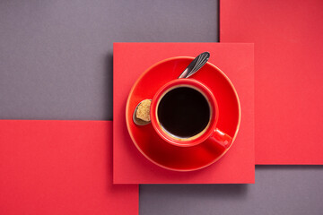 cup of coffee at grey background texture