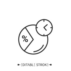 Daily value line icon. Daily nutrition supplements percentage. Eat period. Portion control. Healthy, balanced nutrition.Diet. Nutrition facts concept.Isolated vector illustrations. Editable stroke