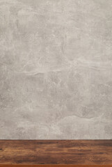 wooden shelf or table top at grey background