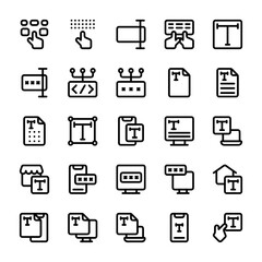 Set of type, typing, text outline style icon - vector