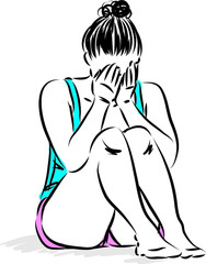 young woman sad crying vector illustration