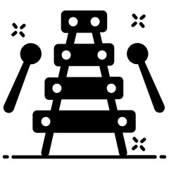 
Percussion instrument consisting of a series of graduated wooden bars, xylophone 
