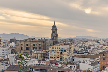 Obraz premium Bell tower of the Cathedral of Malaga, Spain