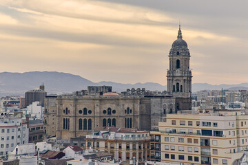 Obraz premium Bell tower of the Cathedral of Malaga, Spain
