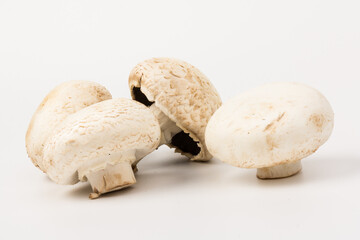 Fresh Champignon mushroom, isolated on white background. Close-up