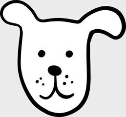 Cute simple black and white dog illustration