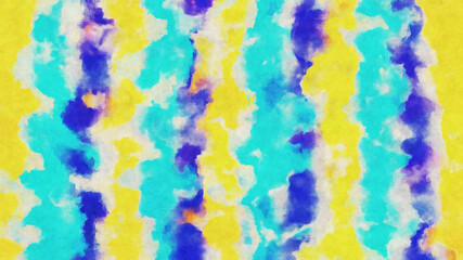 Fototapeta na wymiar Abstract blue yellow white vertical stripes watercolor background