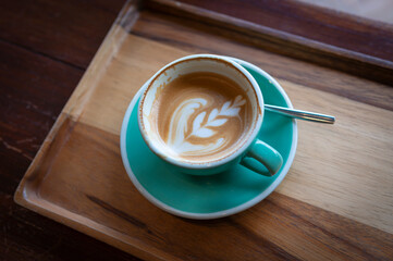 A Cup of Coffee. Hot Latte Art.