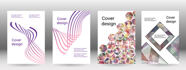 Obraz premium Cover design. Set of abstract backgrounds for magazine, book, screensaver, banner, vector. Abstract vector background