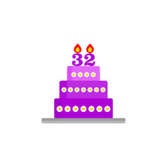 Birthday cake. 32nd birthday. 32nd anniversary cake. congratulations.