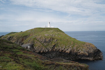 Strumble Head Lighthouse on a sunny autumn day