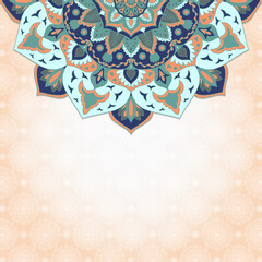 Greeting card with mandala oriental ornaments