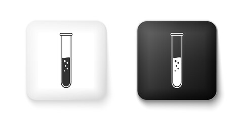 Black and white Test tube and flask - chemical laboratory test icon isolated on white background. Square button. Vector.