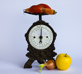 old cast iron scale for weighing fruit and vegetables