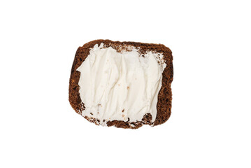 Brown bread and cheese isolated on white background.