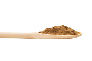 Mix spices on wooden spoon isolated.