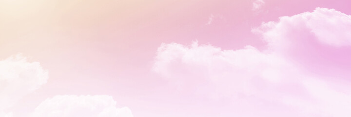 Pink sky background and white clouds background. The sky before a large storm. Pink Sweet dream.