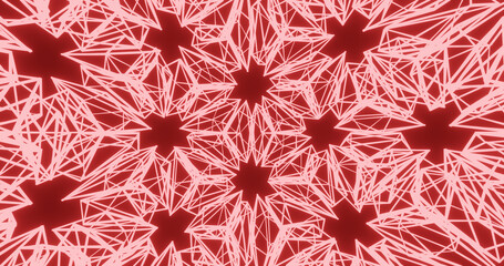 Fototapeta na wymiar Render with geometric lines on colored red background