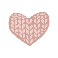 knitted heart on the white background