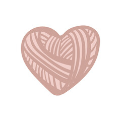 yarn heart on the white background