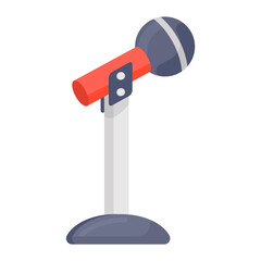 
Audio instrument microphone icon, radio mic stand in modern editable style 
