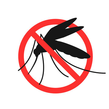 Malaria mosquito stop sign icon. Clipart image isolated on white background.